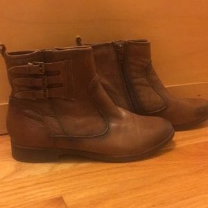 Brown leather ankle boots